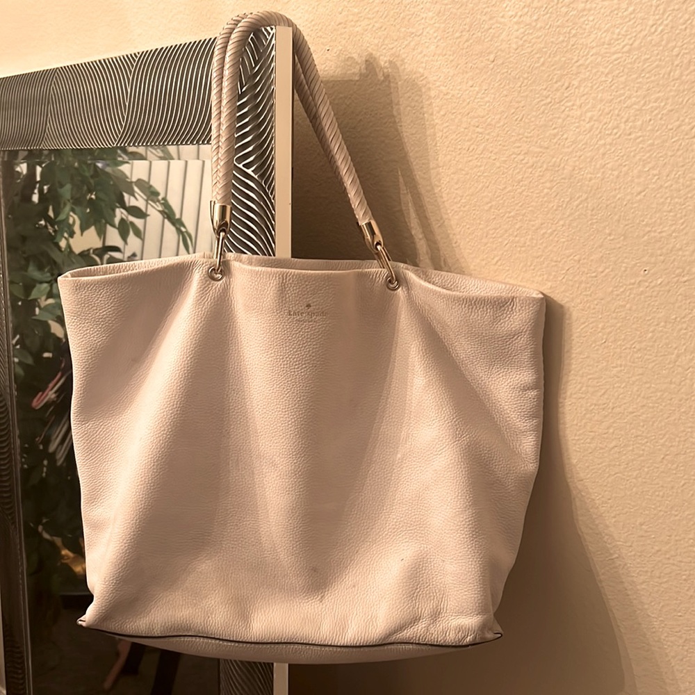 Kate Spade Large white leather tote